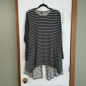 NWT Alembika striped longsleeve buttons split back tunic with pockets size 18